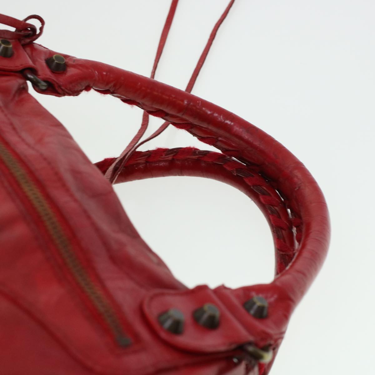 BALENCIAGA Tzigie Hand Bag Leather 2way Red Auth 44050