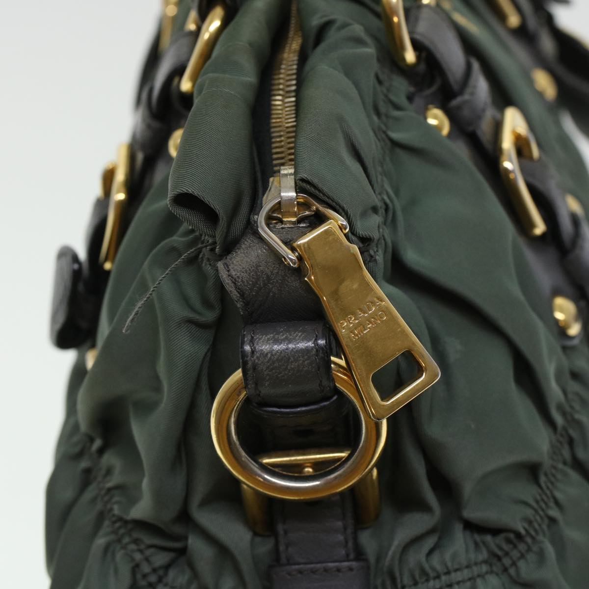 PRADA Hand Bag Nylon 2way Shoulder Bag Khaki Auth 44051