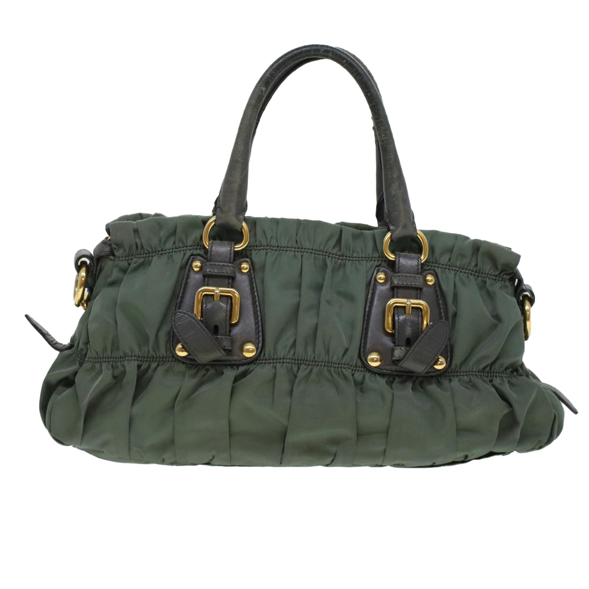 PRADA Hand Bag Nylon 2way Shoulder Bag Khaki Auth 44051 - 0