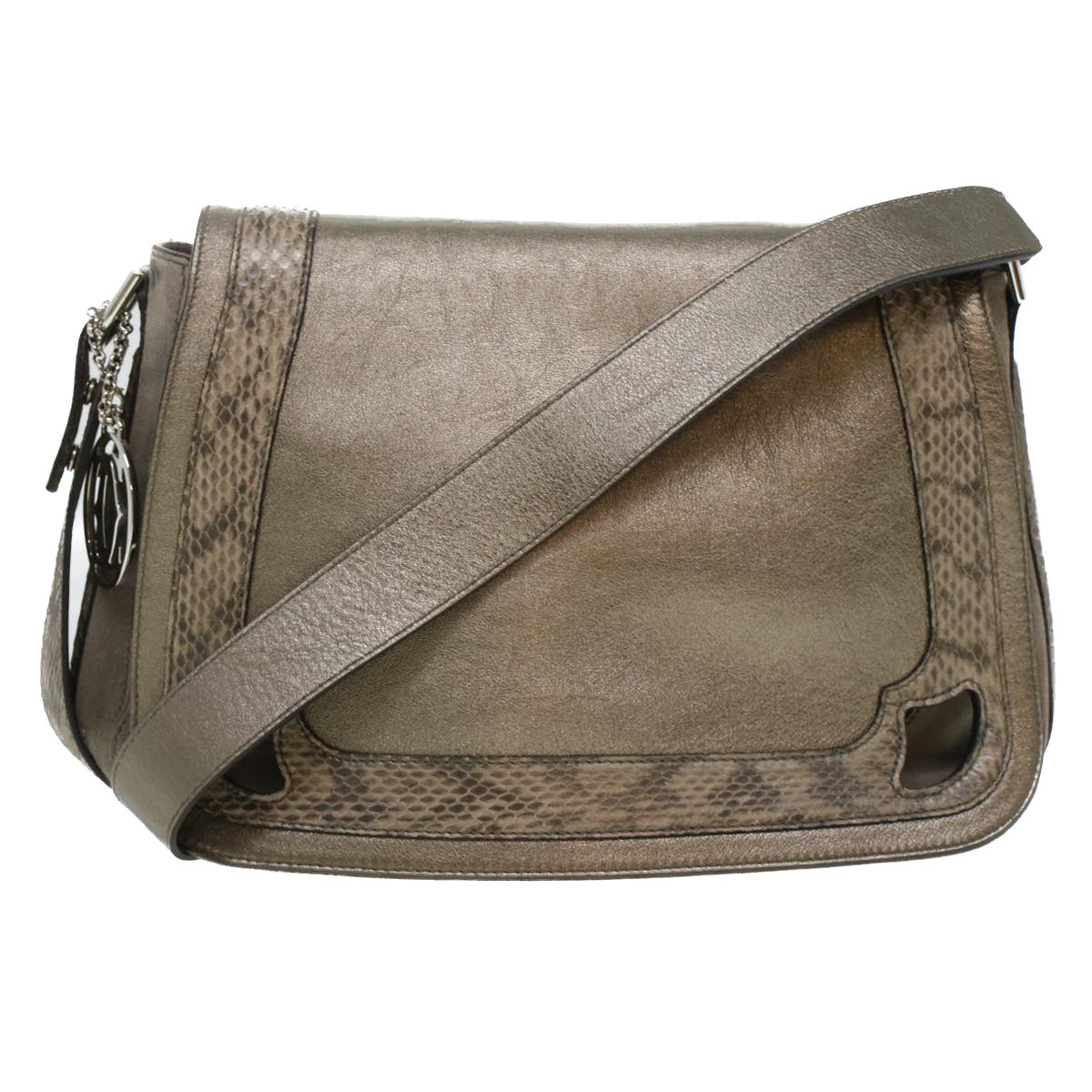 Chloe Shoulder Bag Suede Leather Gray Auth 44064