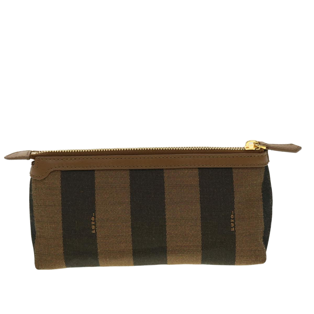 FENDI Pecan Canvas Pouch Black Brown Auth 44067 - 0