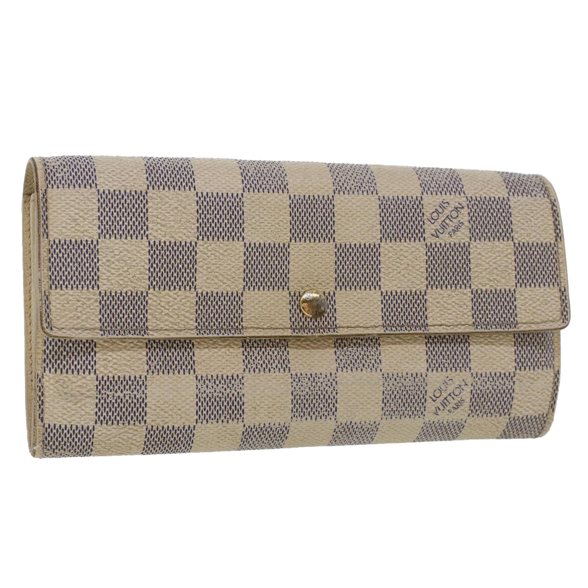 LOUIS VUITTON Damier Azur Portefeuille Sarah Long Wallet N63208 LV Auth 44092