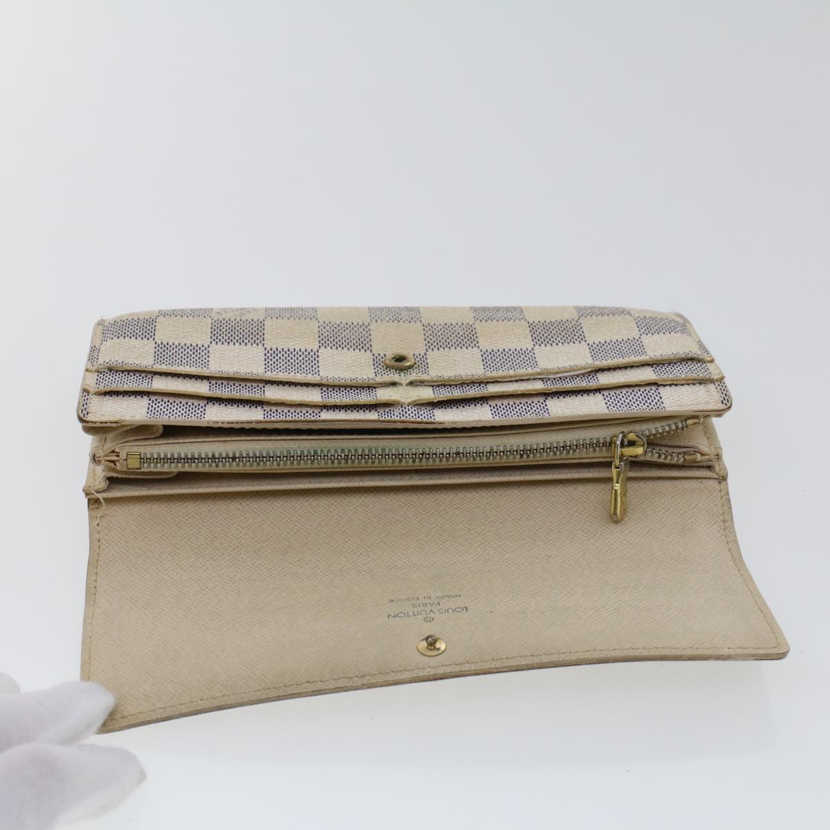 LOUIS VUITTON Damier Azur Portefeuille Sarah Long Wallet N63208 LV Auth 44092