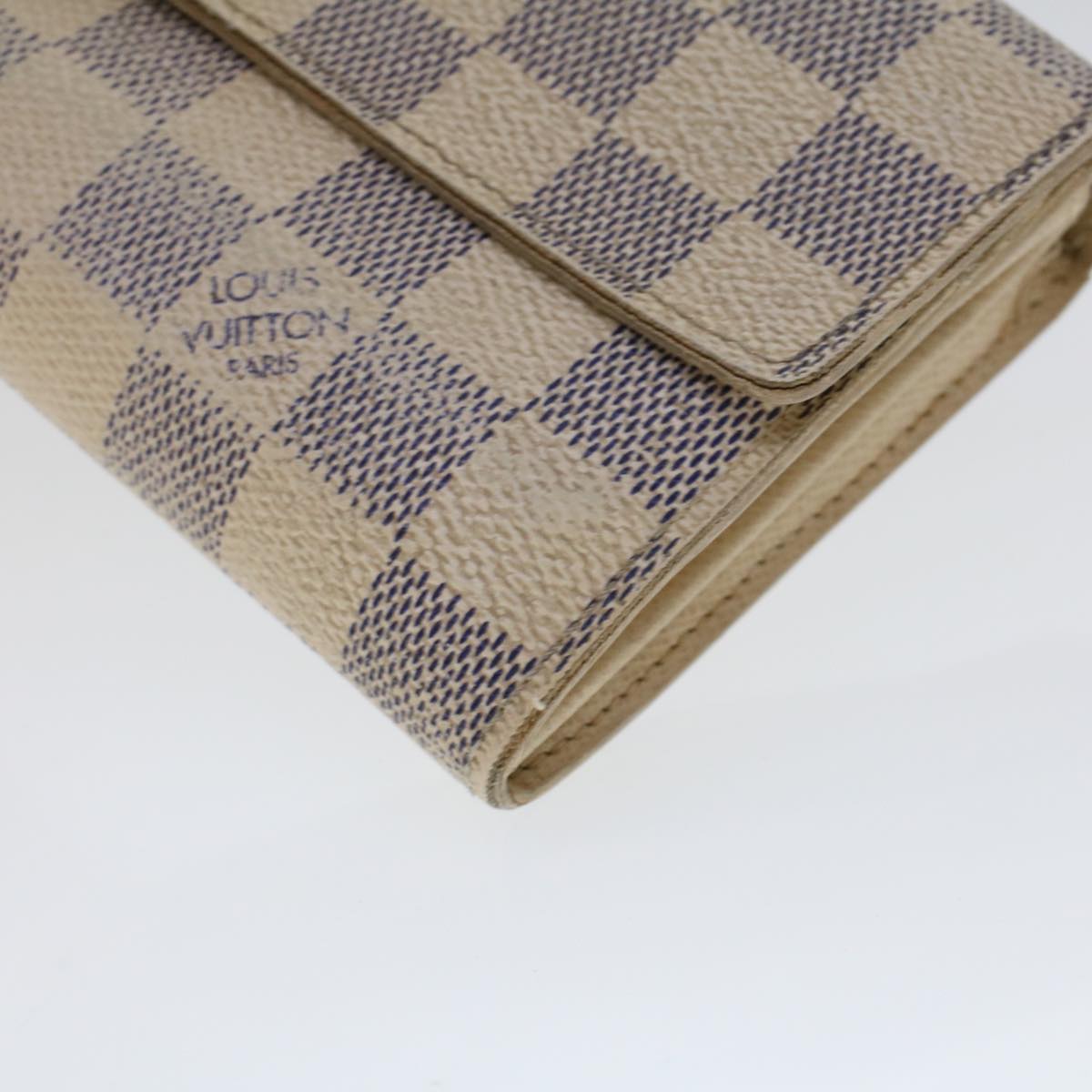 LOUIS VUITTON Damier Azur Portefeuille Sarah Long Wallet N63208 LV Auth 44092