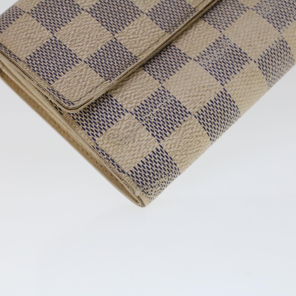 LOUIS VUITTON Damier Azur Portefeuille Sarah Long Wallet N63208 LV Auth 44092