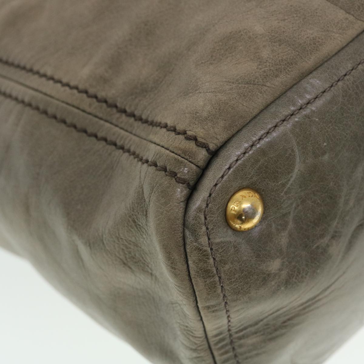 PRADA Hand Bag Leather 2way Gray Auth 44135