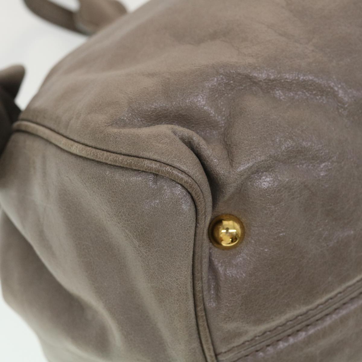 Miu Miu Hand Bag Leather 2way Gray Auth 44136