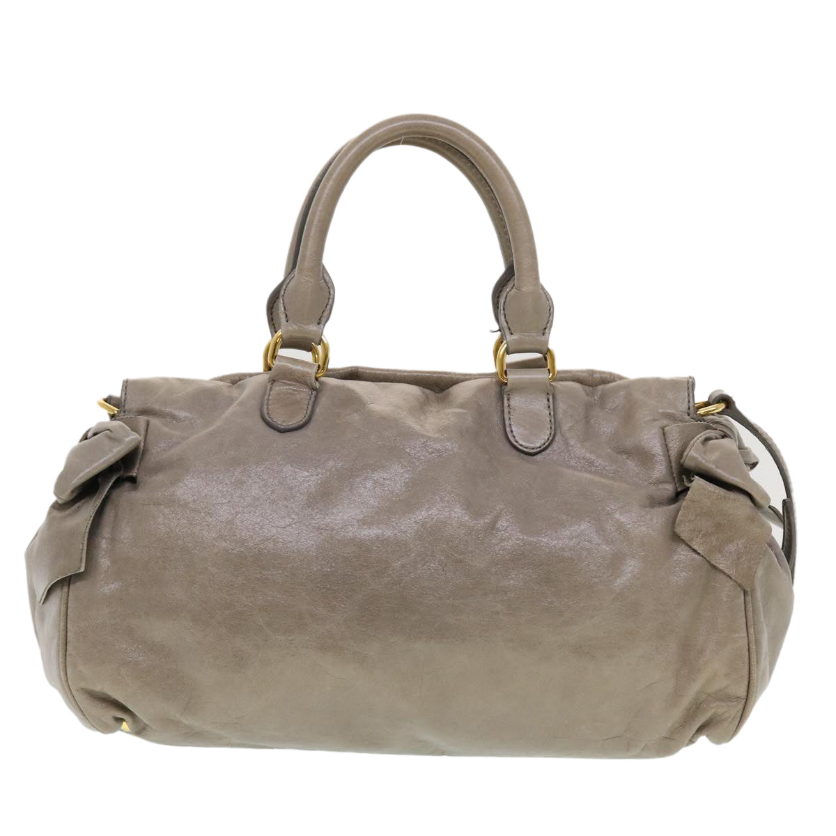 Miu Miu Hand Bag Leather 2way Gray Auth 44136 - 0
