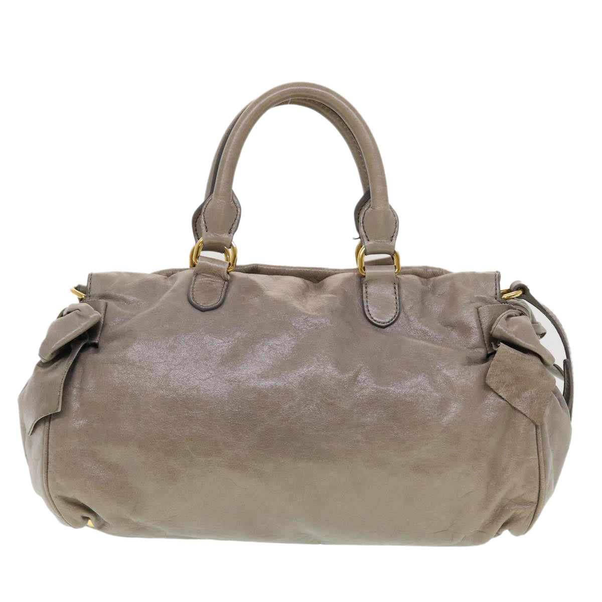 Miu Miu Hand Bag Leather 2way Gray Auth 44136