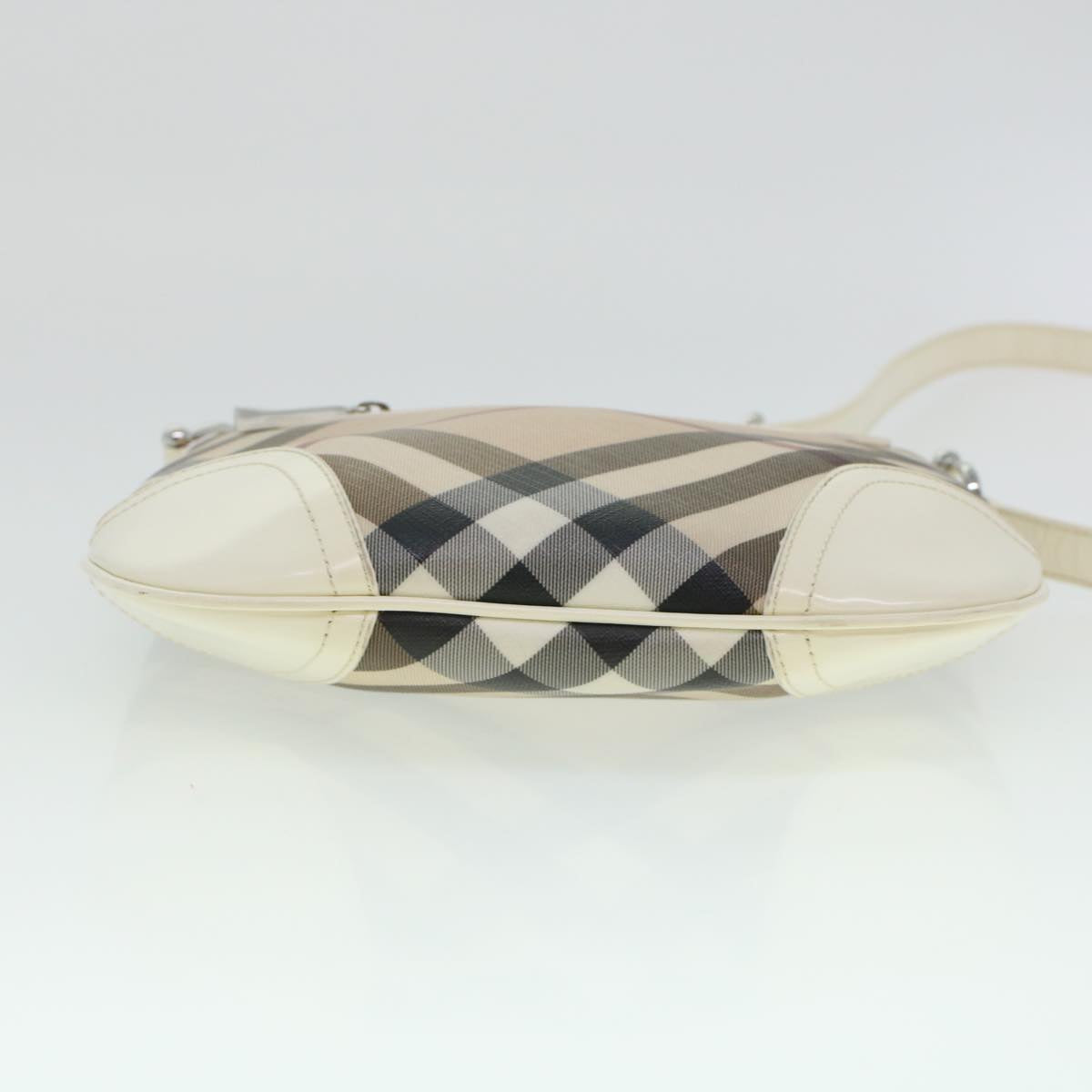 BURBERRY Shoulder Bag PVC Leather Beige White Auth 44151