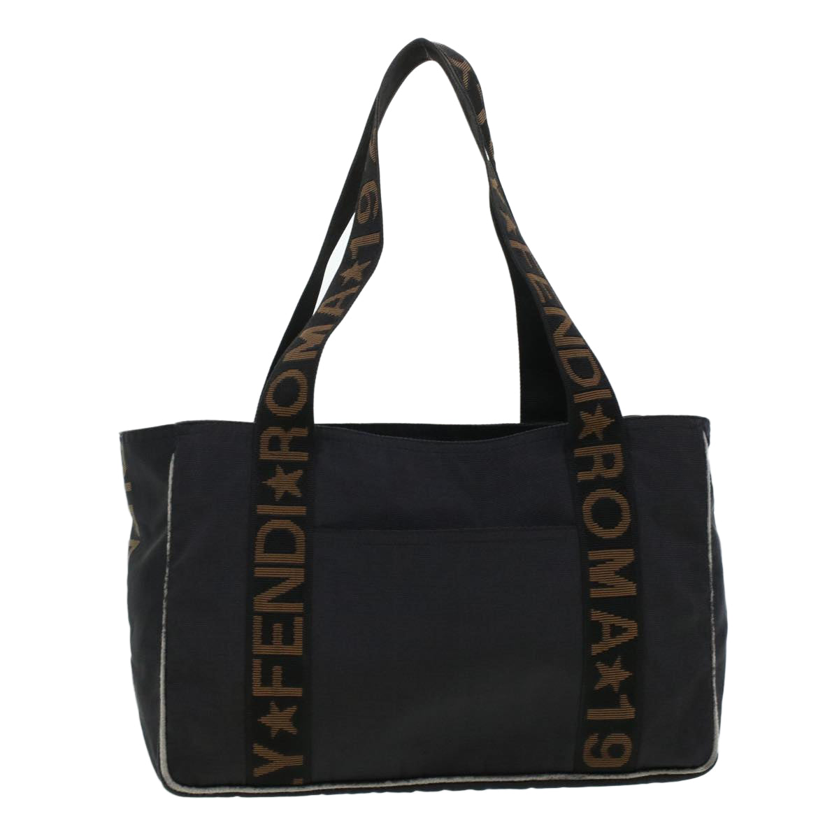 FENDI Tote Bag Nylon Black Brown Auth 44164