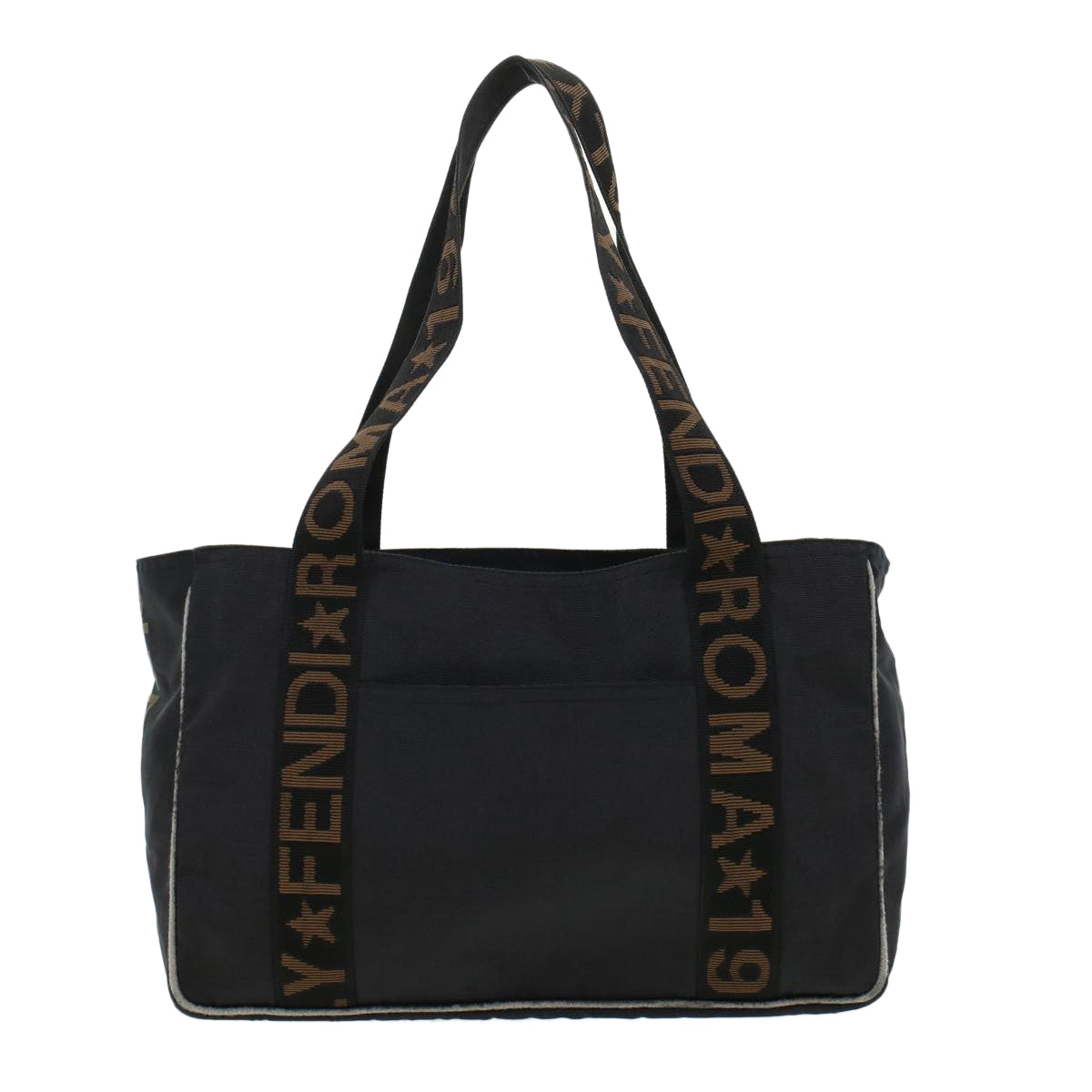 FENDI Tote Bag Nylon Black Brown Auth 44164