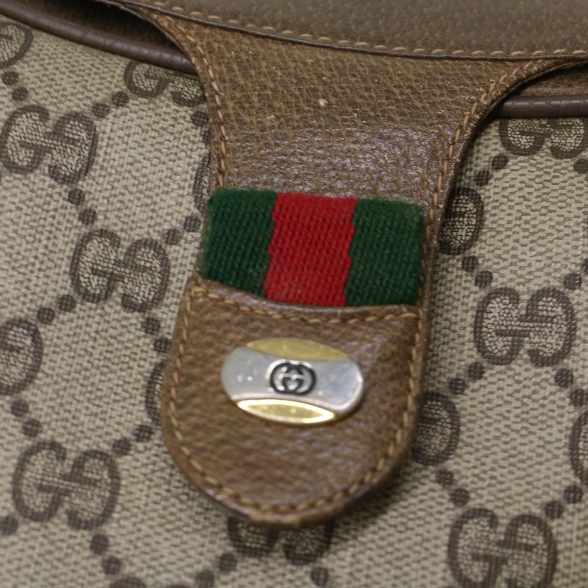 GUCCI GG Canvas Web Sherry Line Shoulder Bag Beige Red 10.02.056 Auth 44259