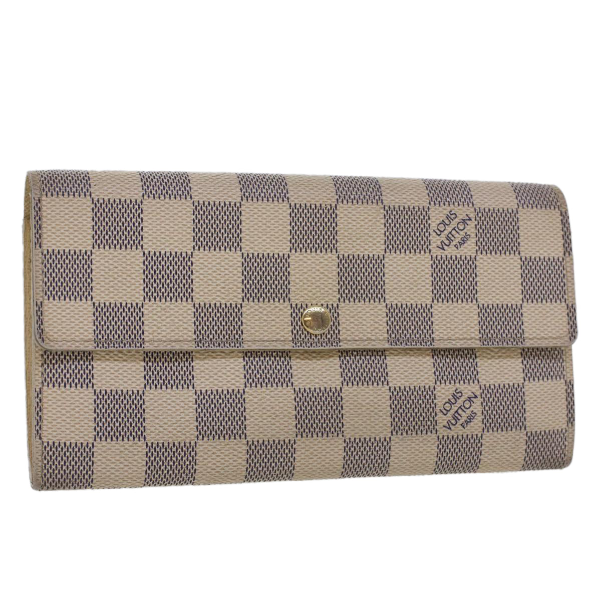 LOUIS VUITTON Damier Azur Portefeuille Sarah Long Wallet N63208 LV Auth 44283