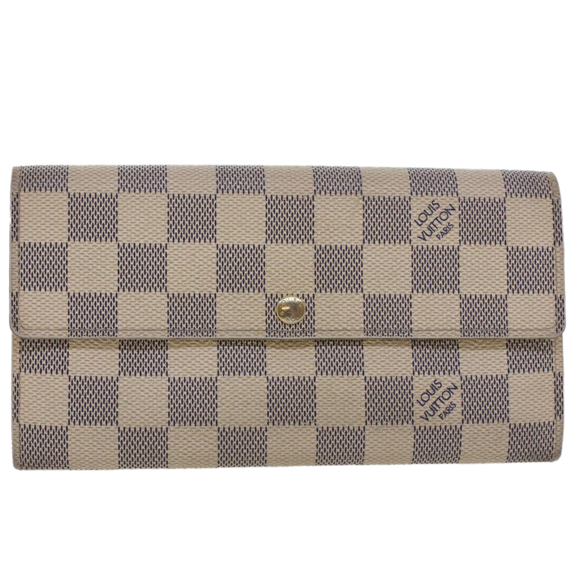 LOUIS VUITTON Damier Azur Portefeuille Sarah Long Wallet N63208 LV Auth 44283