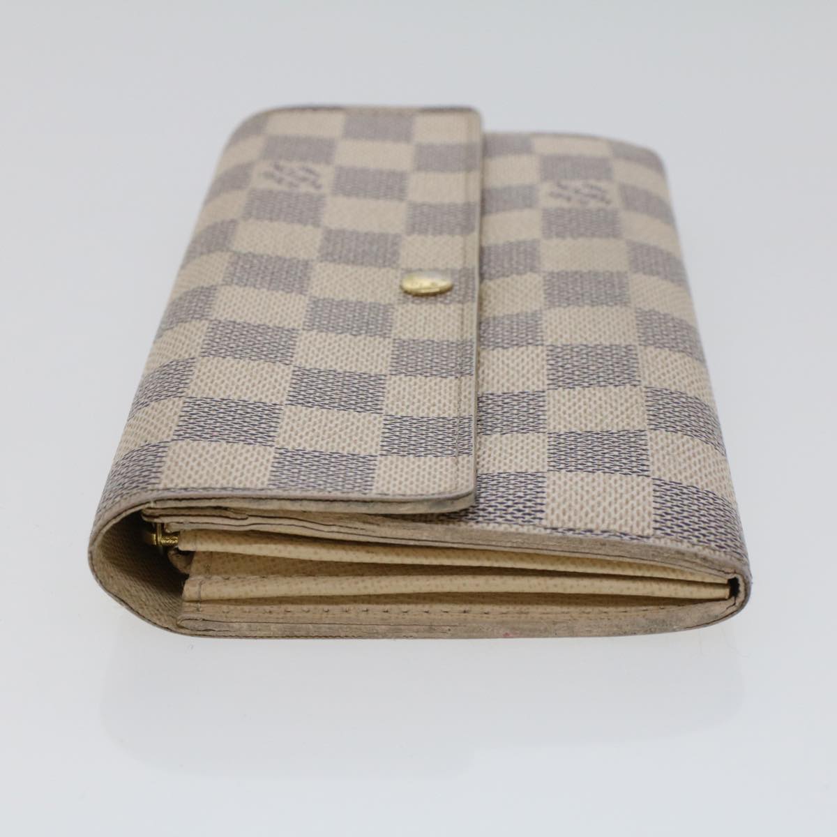 LOUIS VUITTON Damier Azur Portefeuille Sarah Long Wallet N63208 LV Auth 44283