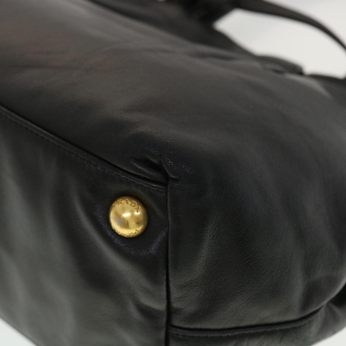 PRADA Ribbon Shoulder Bag Leather 2way Black Pink Auth 44297