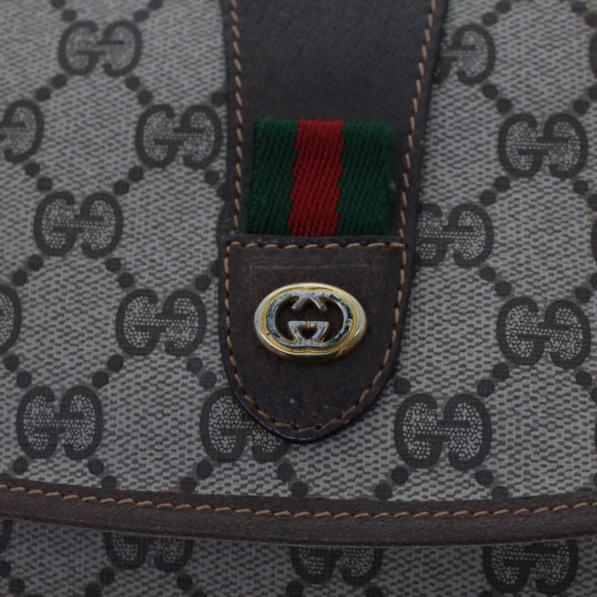 GUCCI GG Canvas Web Sherry Line Clutch Bag Beige Red Green 156.01.031 Auth 44314