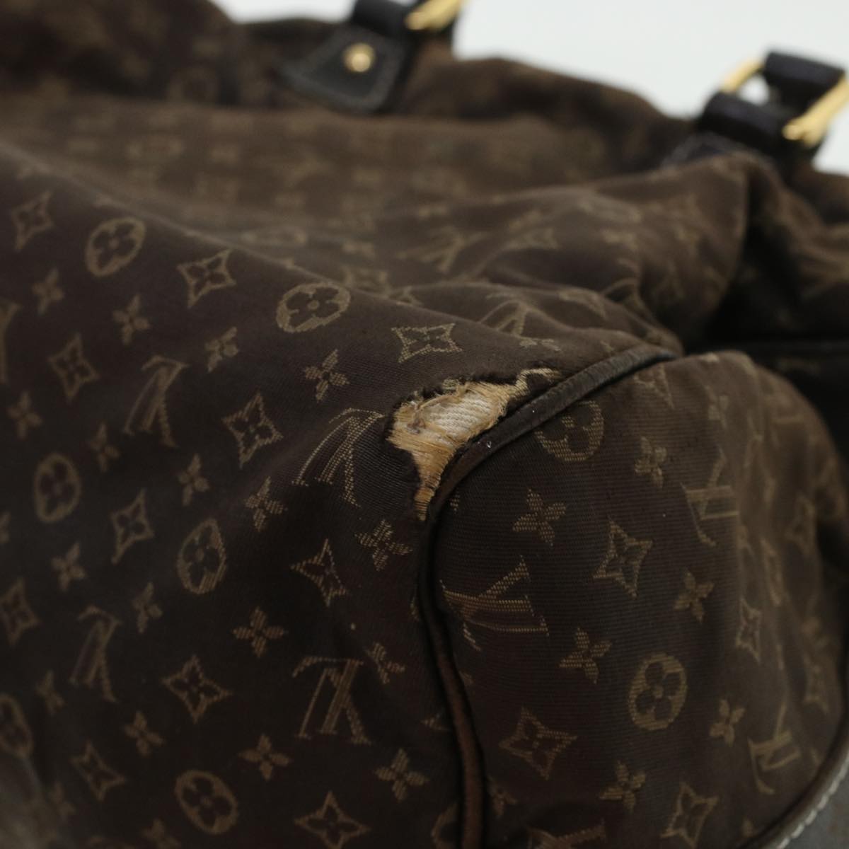 LOUIS VUITTON Monogram Mini Lin Speedy 30 Hand Bag Brown Ebene M95224 Auth 44319