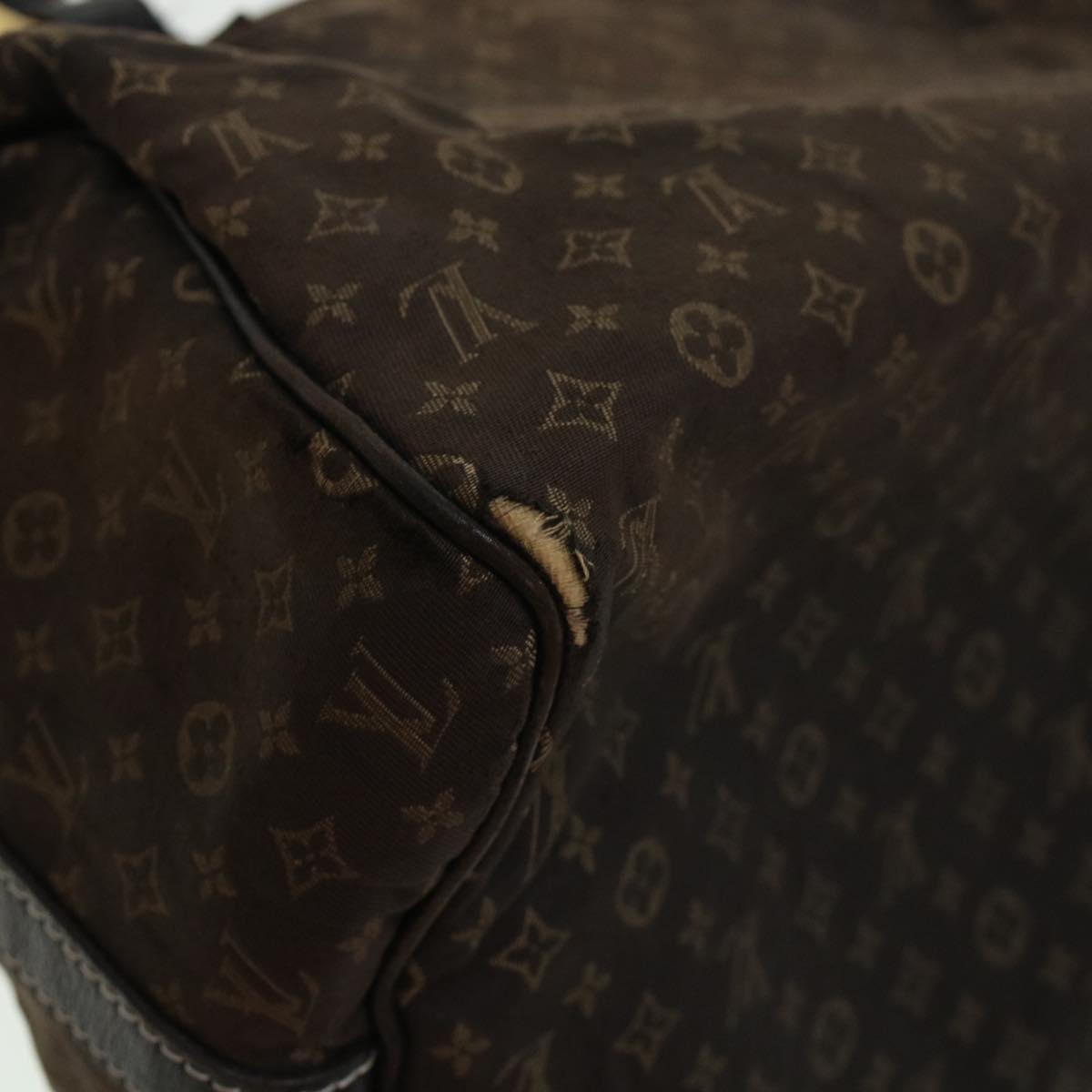 LOUIS VUITTON Monogram Mini Lin Speedy 30 Hand Bag Brown Ebene M95224 Auth 44319