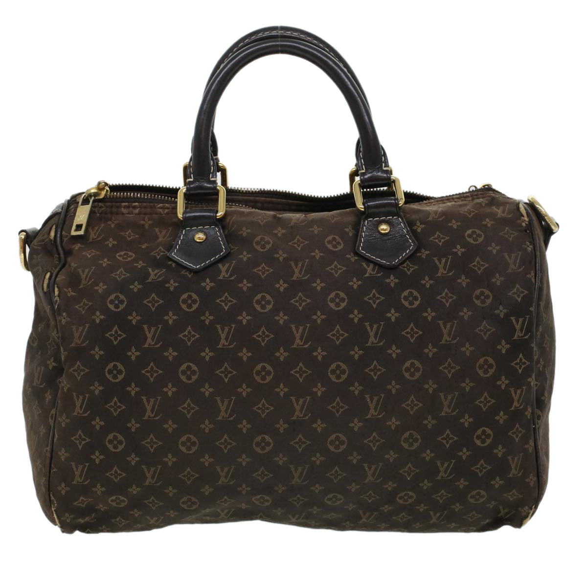 LOUIS VUITTON Monogram Mini Lin Speedy 30 Hand Bag Brown Ebene M95224 Auth 44319