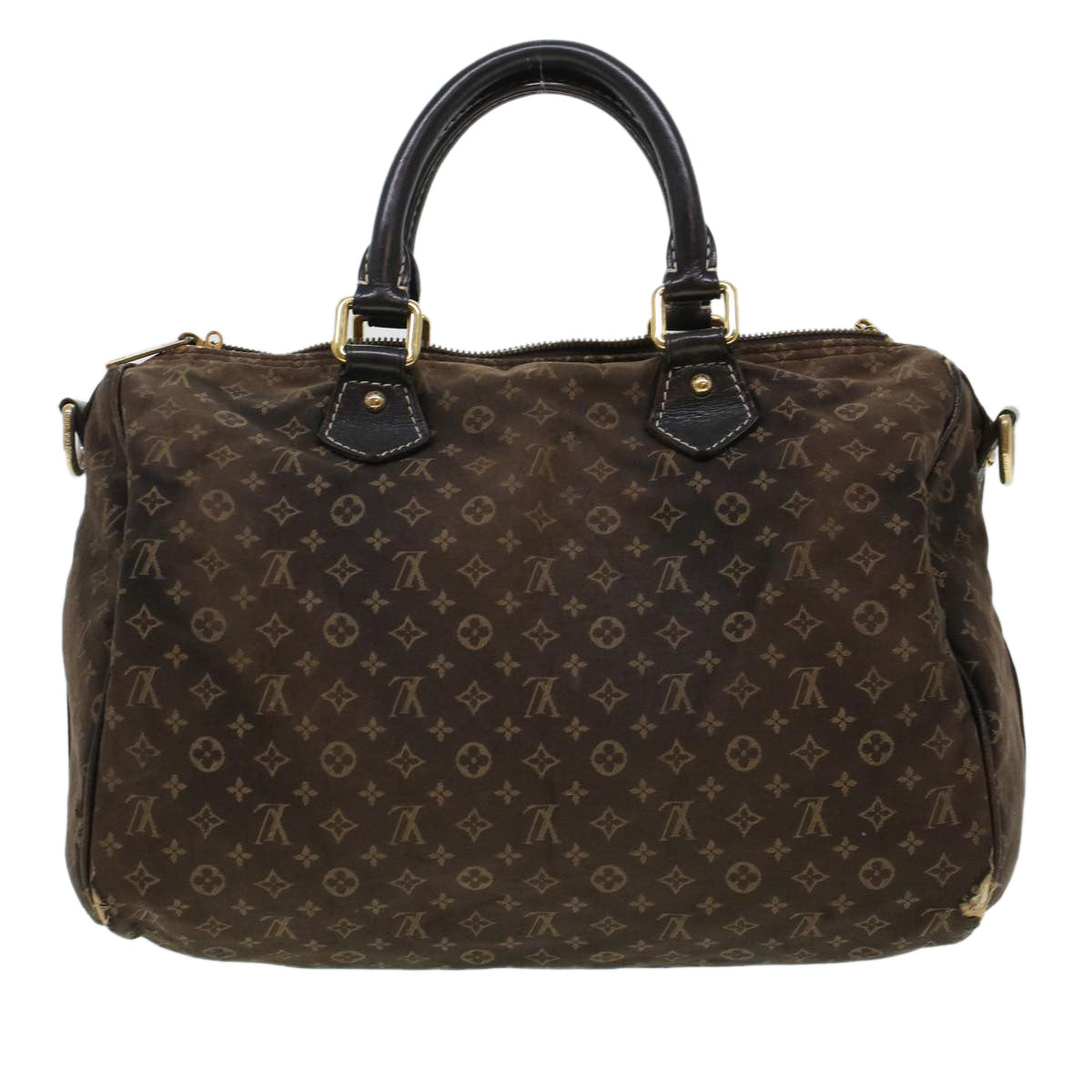 LOUIS VUITTON Monogram Mini Lin Speedy 30 Hand Bag Brown Ebene M95224 Auth 44319