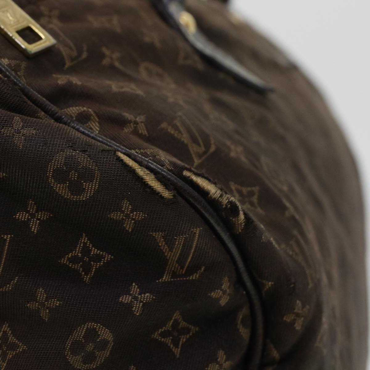 LOUIS VUITTON Monogram Mini Lin Speedy 30 Hand Bag Brown Ebene M95224 Auth 44319