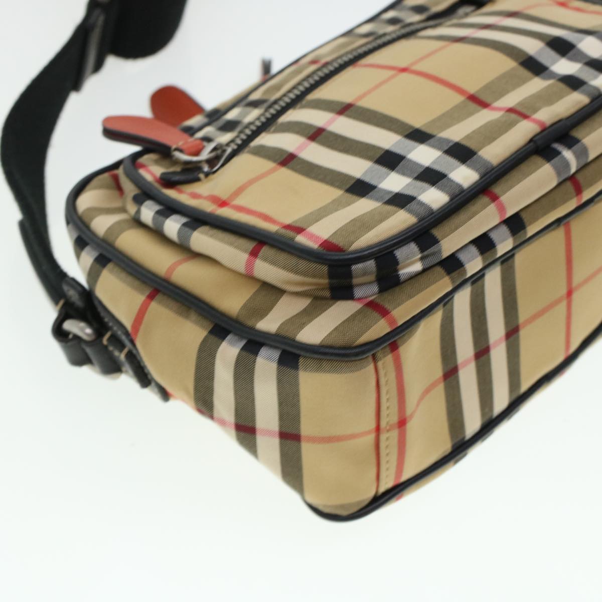 BURBERRY Nova Check Shoulder Bag Nylon Beige Auth 44325