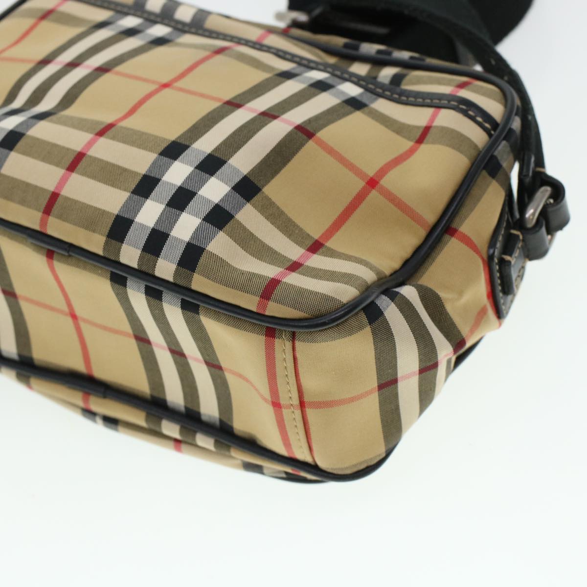 BURBERRY Nova Check Shoulder Bag Nylon Beige Auth 44325