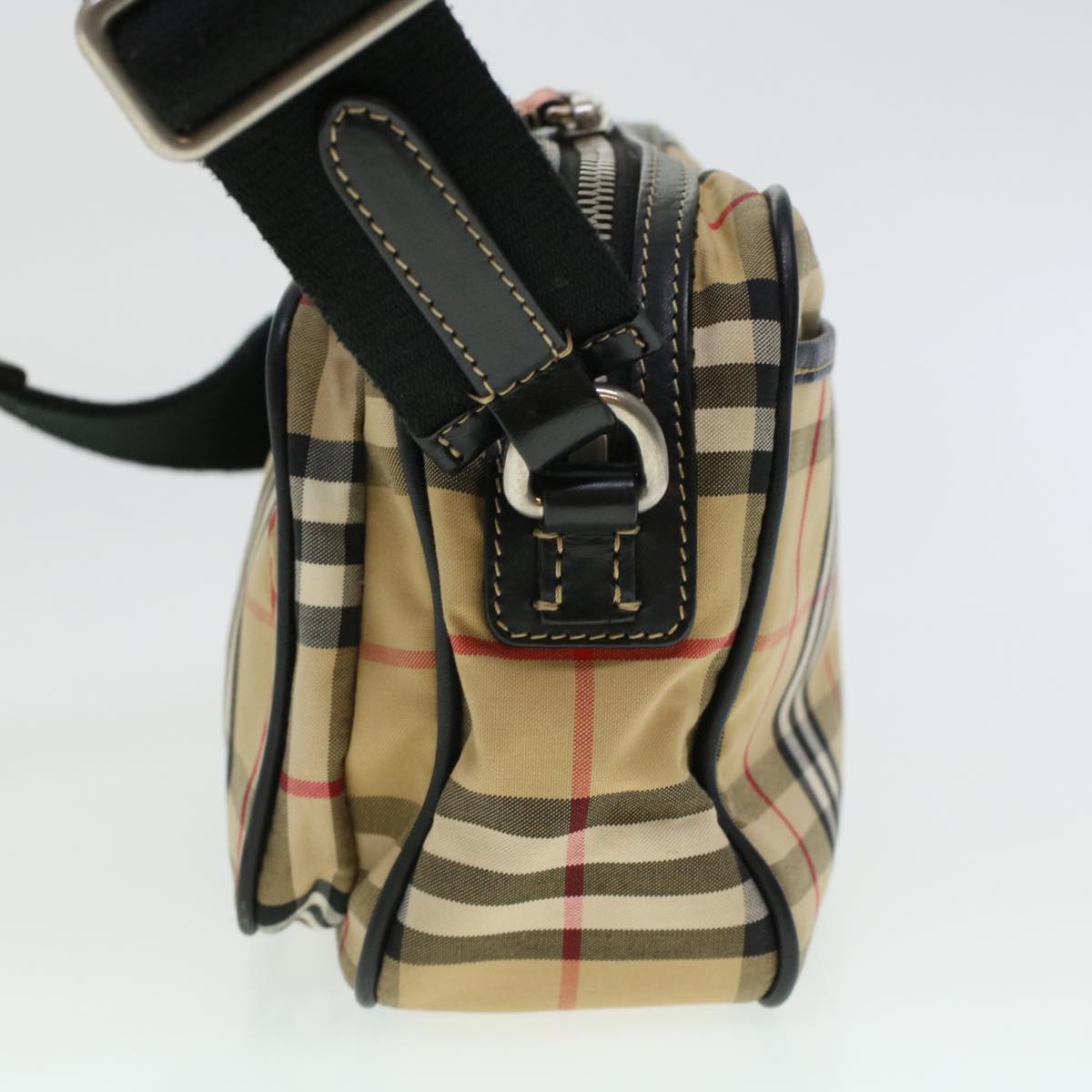 BURBERRY Nova Check Shoulder Bag Nylon Beige Auth 44325