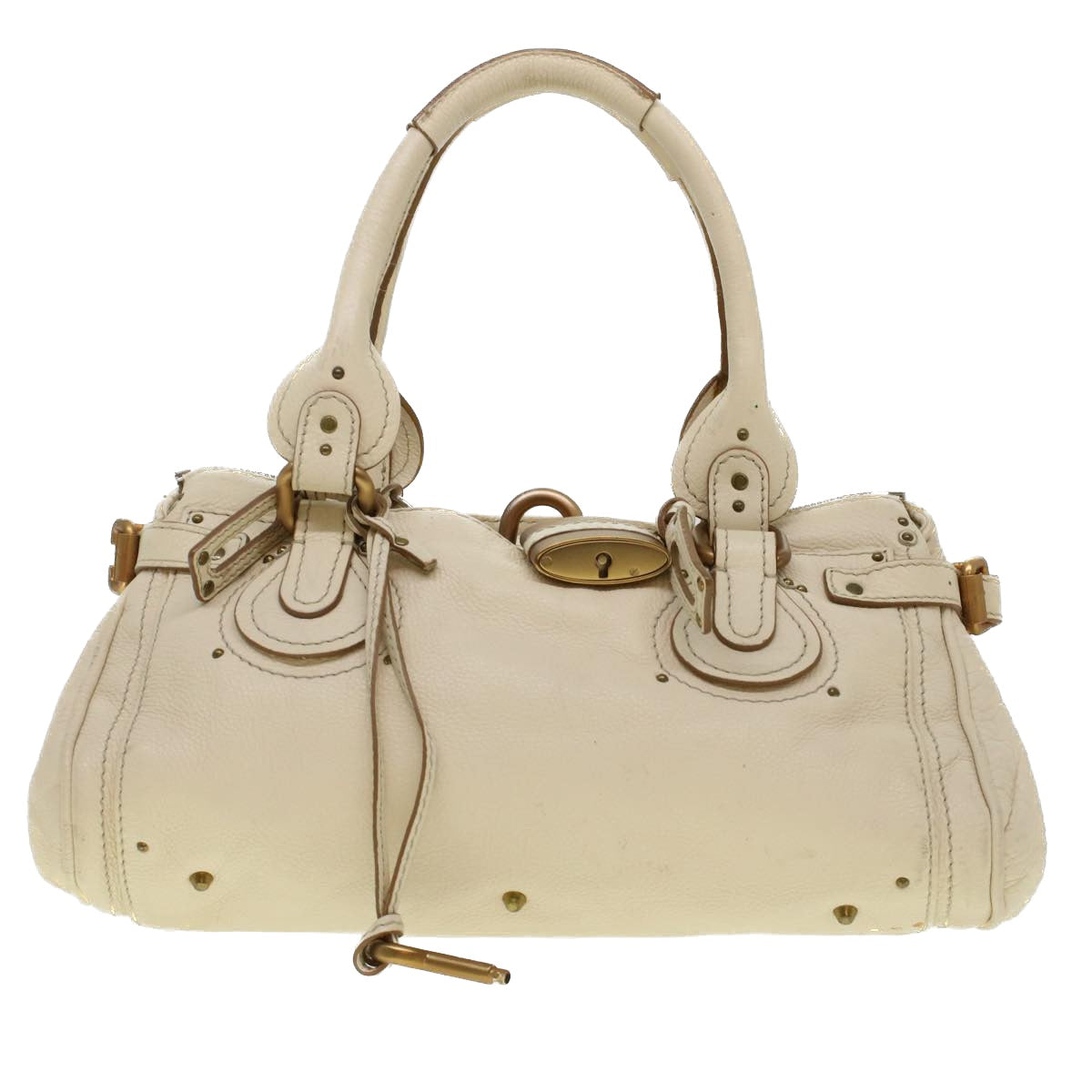 Chloe Paddington Hand Bag Leather Beige Auth 44401