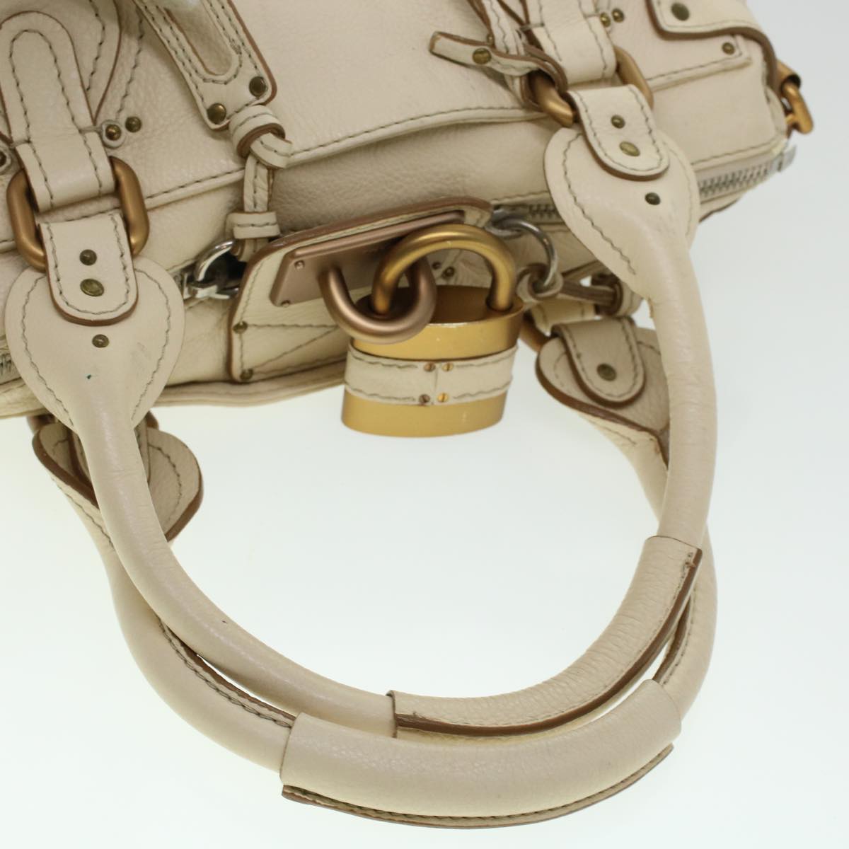 Chloe Paddington Hand Bag Leather Beige Auth 44401