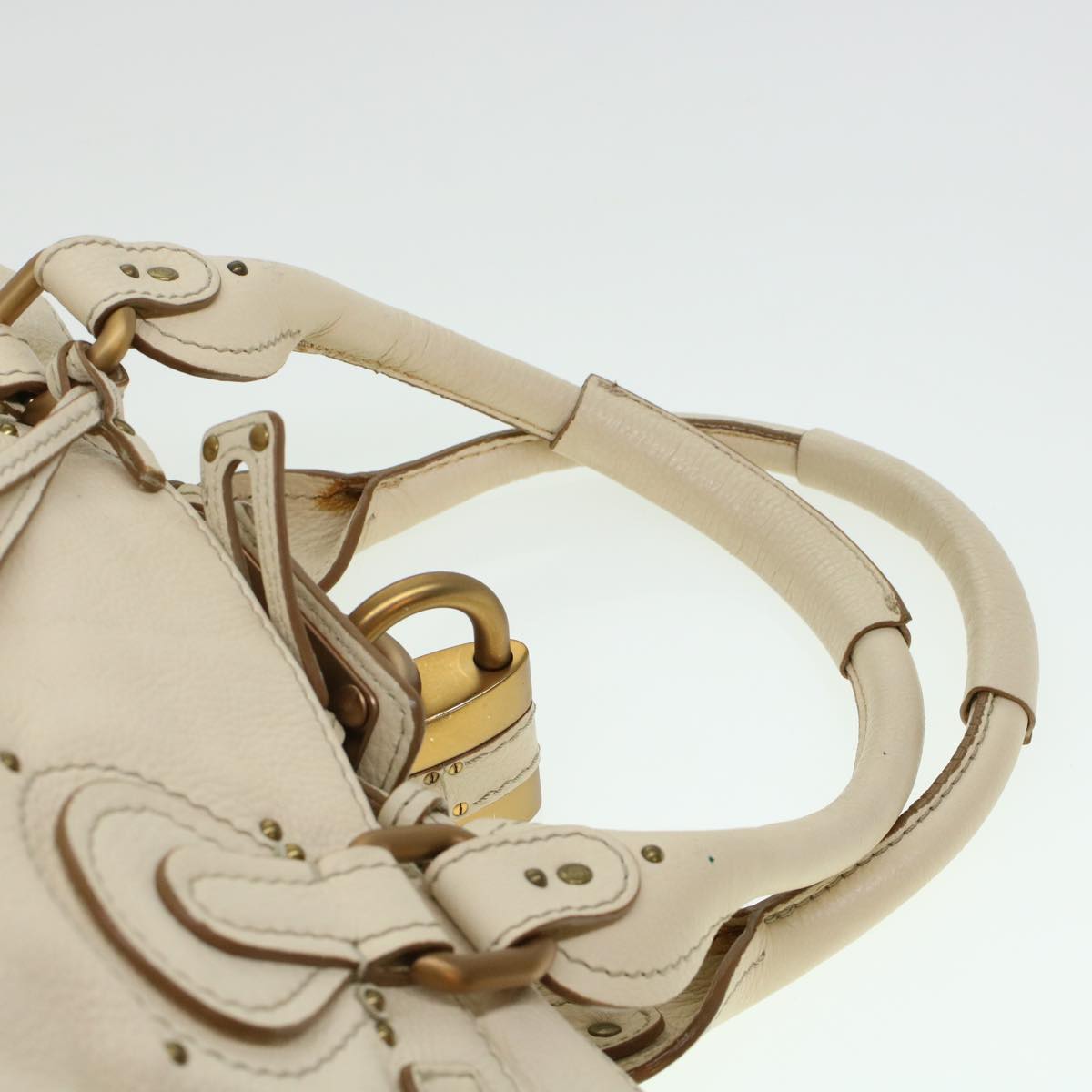 Chloe Paddington Hand Bag Leather Beige Auth 44401