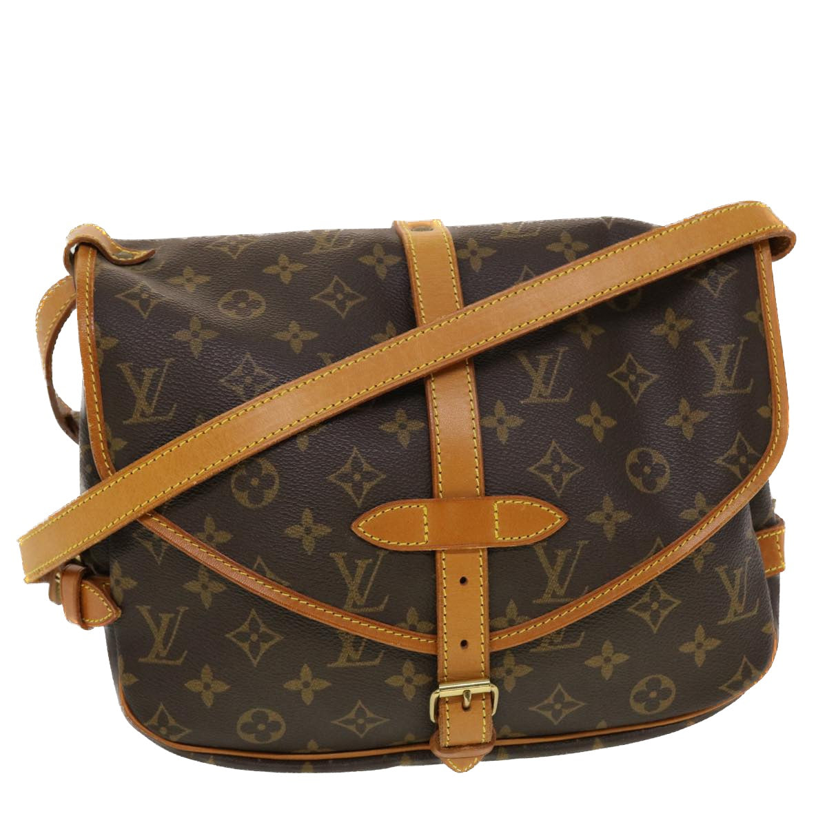 LOUIS VUITTON Monogram Saumur 30 Shoulder Bag M42256 LV Auth 44417