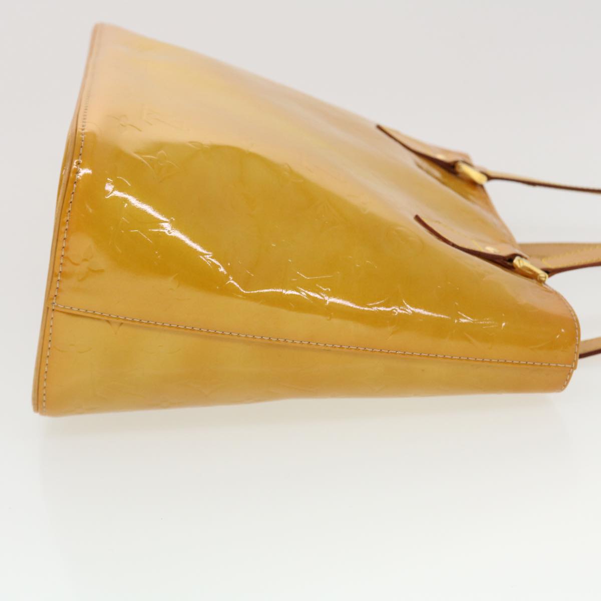 LOUIS VUITTON Monogram Vernis Houston Hand Bag Yellow M91055 LV Auth 44475