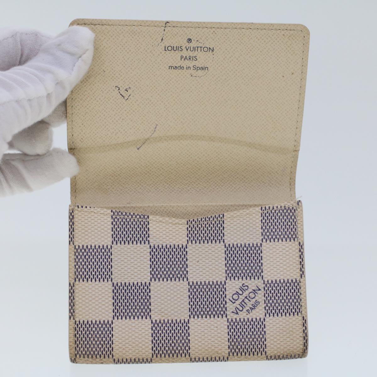 LOUIS VUITTON Damier Azur Amberop Cartes de Visit Card Case N61746 LV Auth 44486