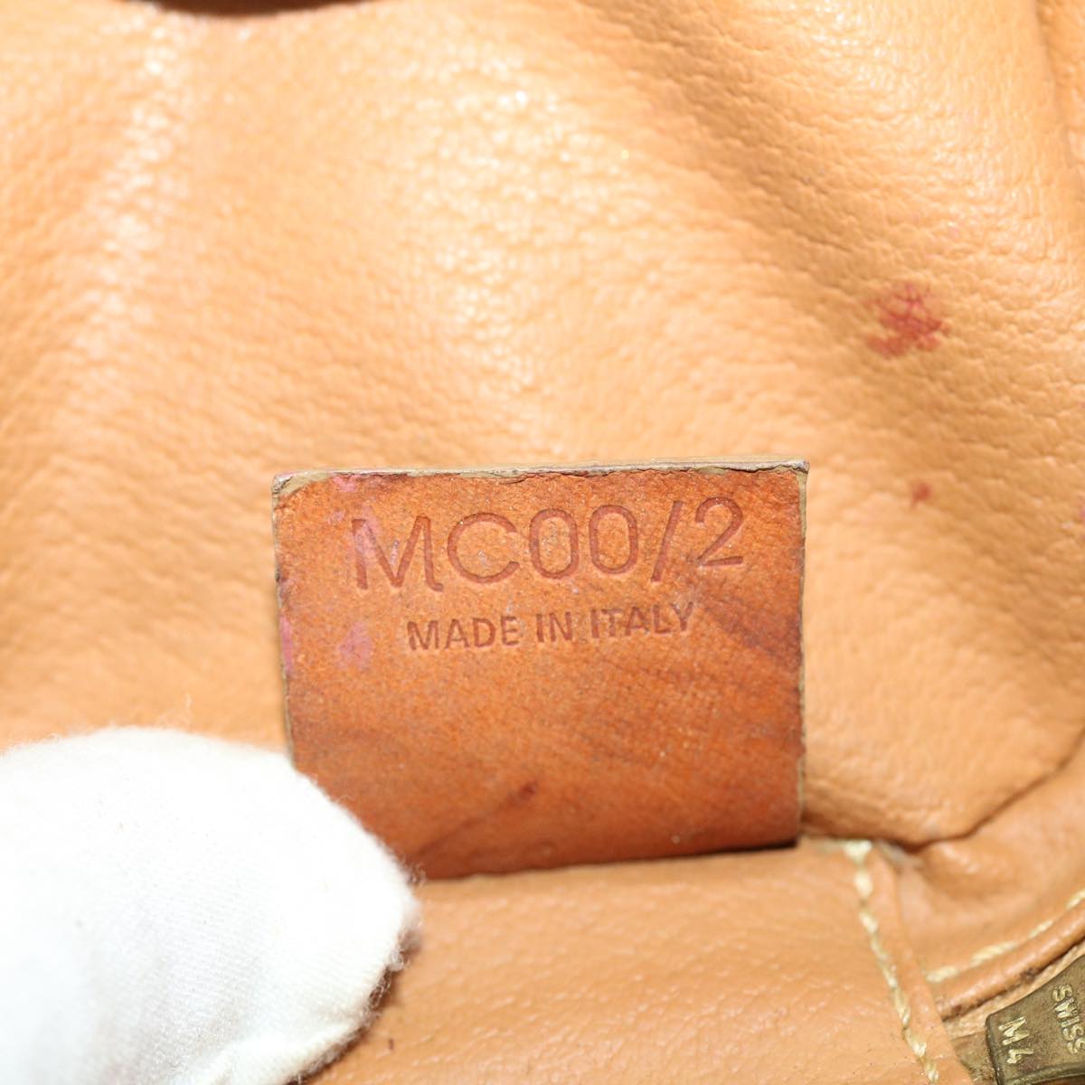 CELINE Macadam Canvas Pouch PVC Leather Beige Auth 44512