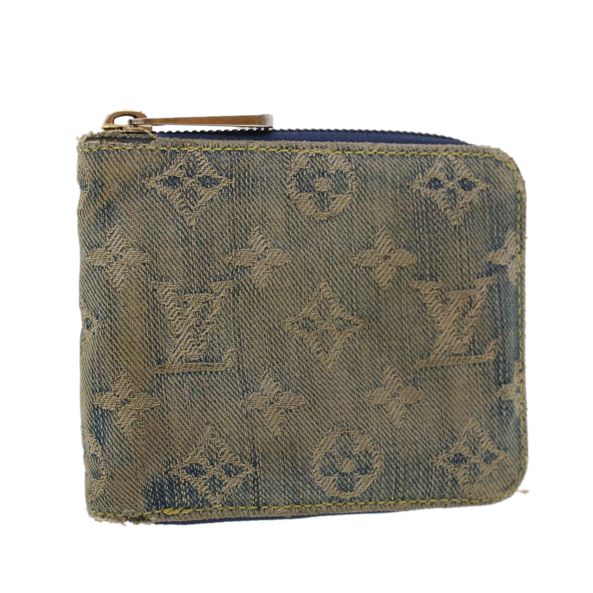 LOUIS VUITTON Monogram Denim Mini Zippy Wallet Wallet Blue M95342 LV Auth 44515