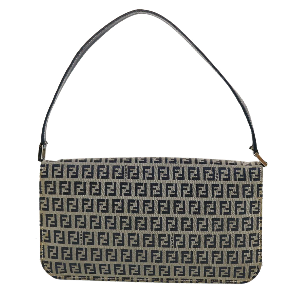 FENDI Mamma Baguette Zucchino Canvas Shoulder Bag Navy Auth 44520 - 0