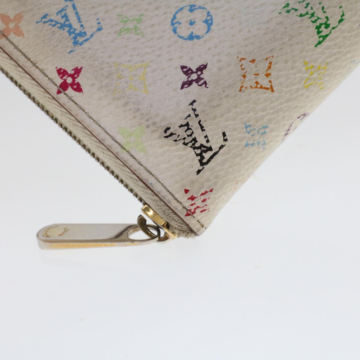 LOUIS VUITTON Monogram Multicolor Zippy Coin Purse Wallet White M66548 LV 44557