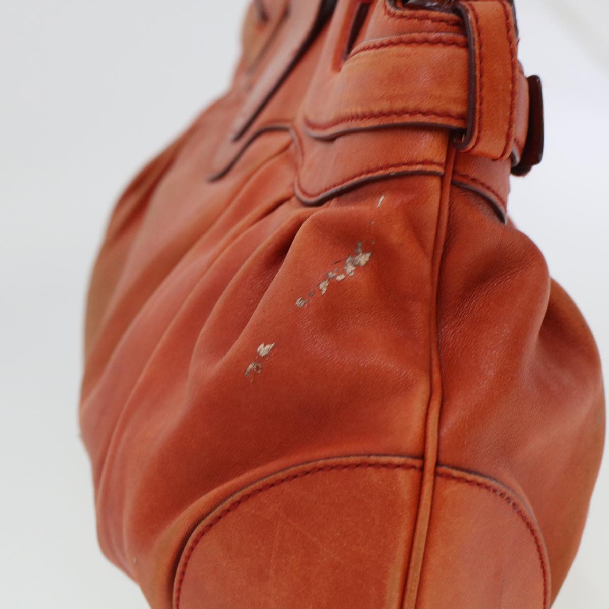 Salvatore Ferragamo Gancini Hand Bag Leather Orange AB-21 5370 Auth 44570