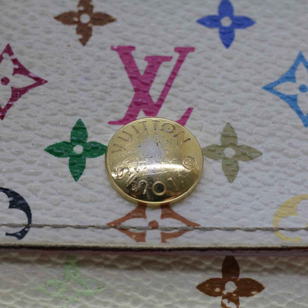 LOUIS VUITTON Monogram Multicolor Multicles 4 Keys Case White M60043 Auth 44596