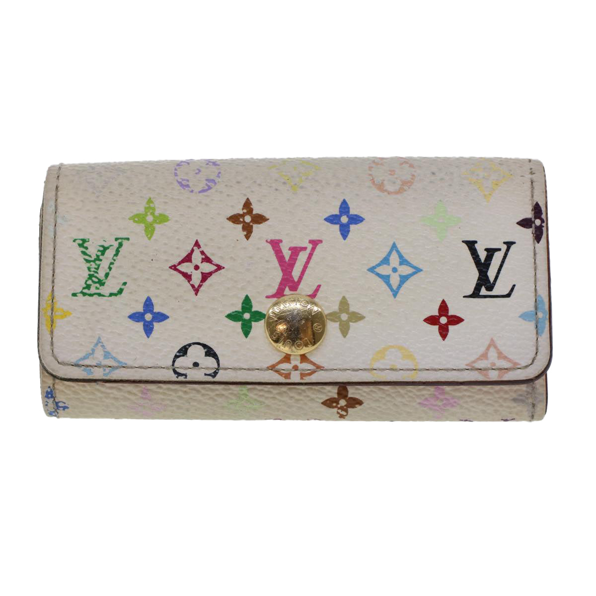 LOUIS VUITTON Monogram Multicolor Multicles 4 Keys Case White M60043 Auth 44596