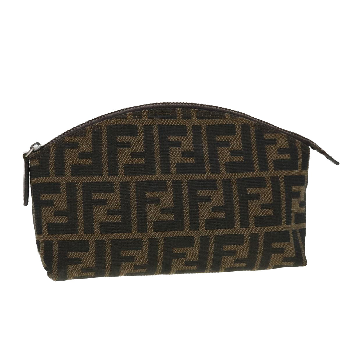 FENDI Zucca Canvas Pouch Black Brown Auth 44668