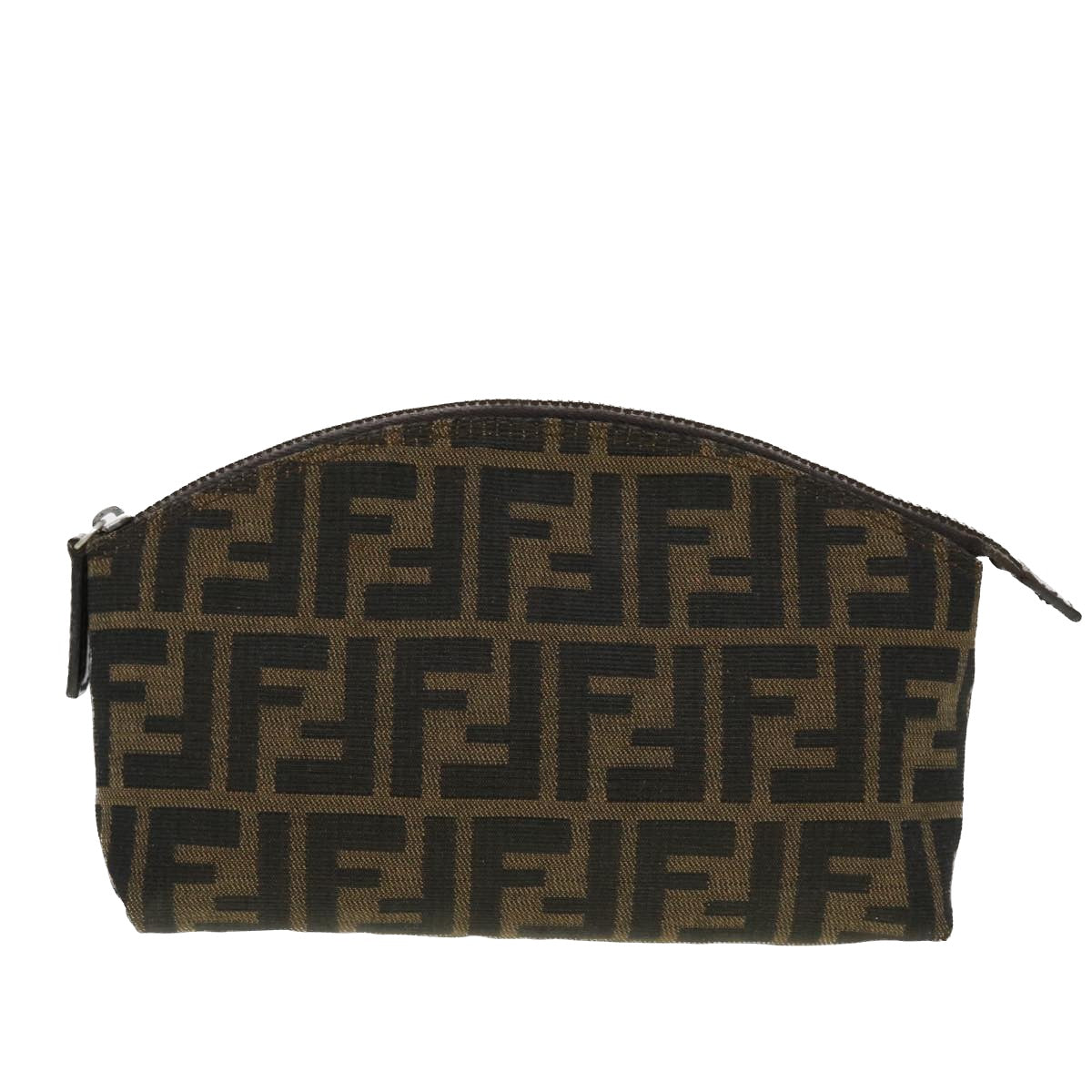 FENDI Zucca Canvas Pouch Black Brown Auth 44668