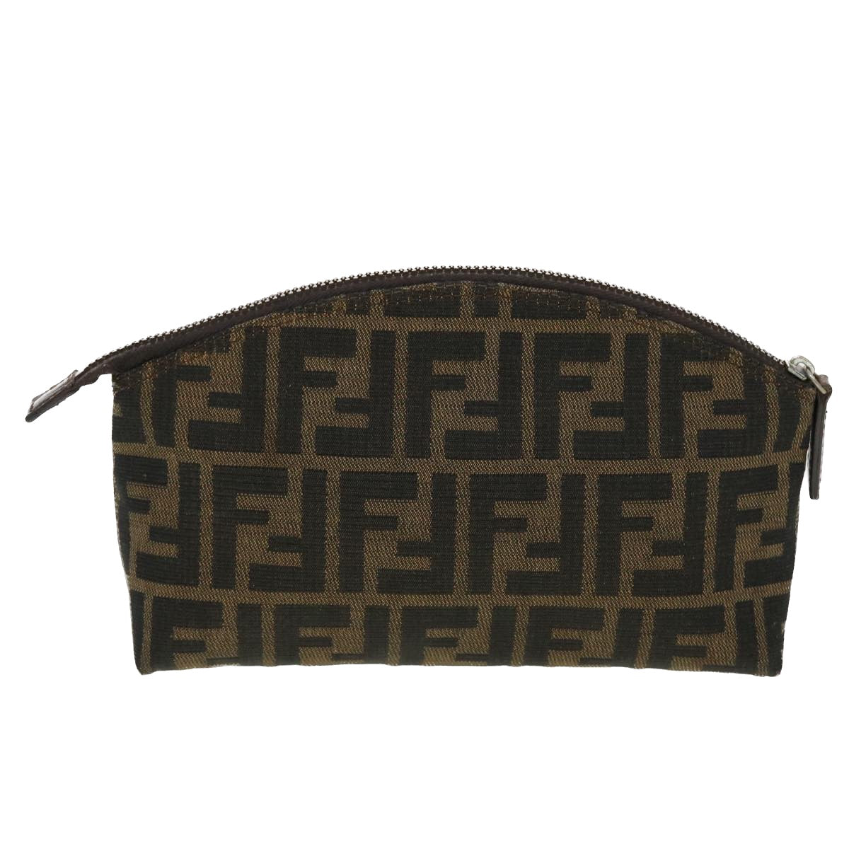 FENDI Zucca Canvas Pouch Black Brown Auth 44668 - 0