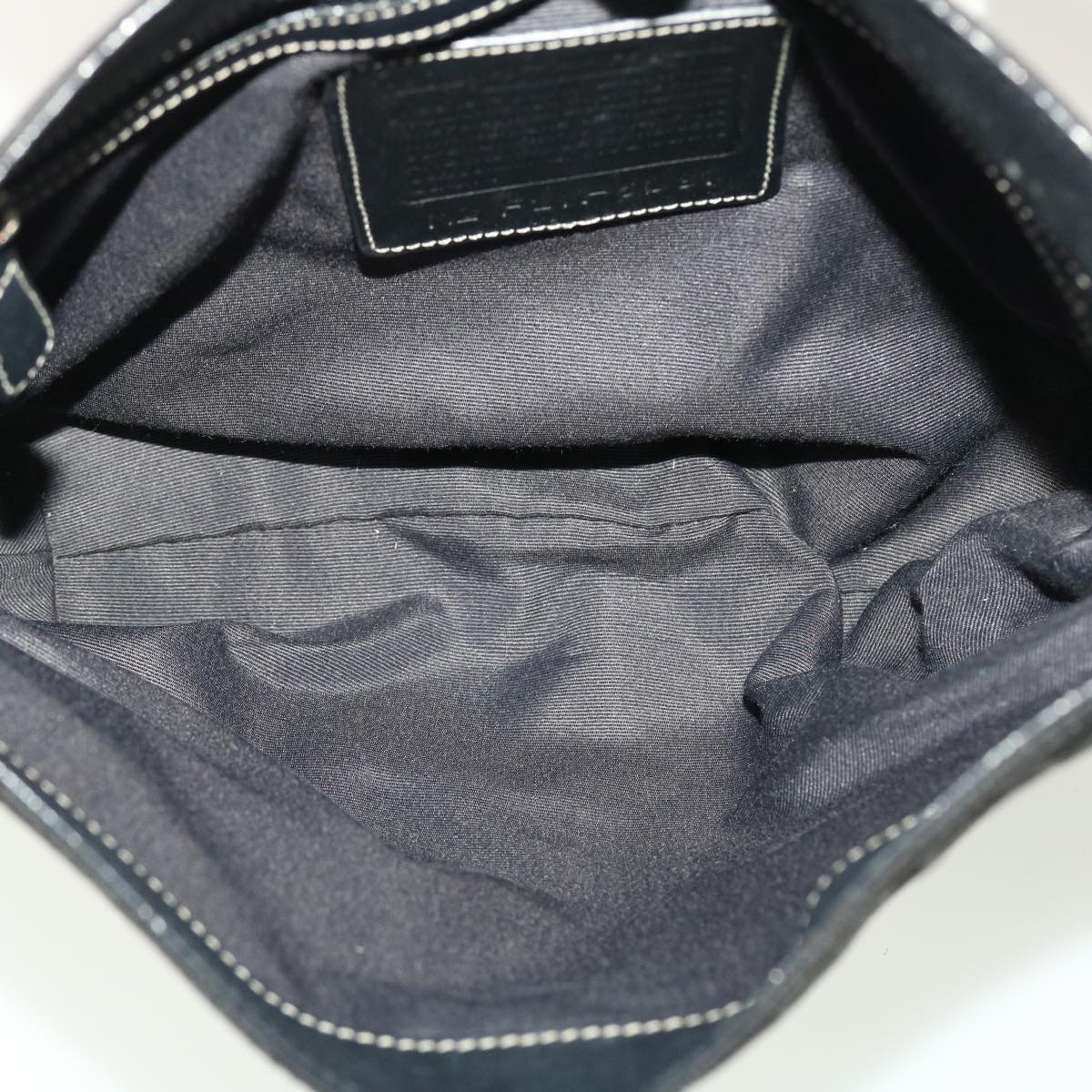 Coach Signature Shoulder Bag Canvas Leather 3Set Black Beige Auth 44677