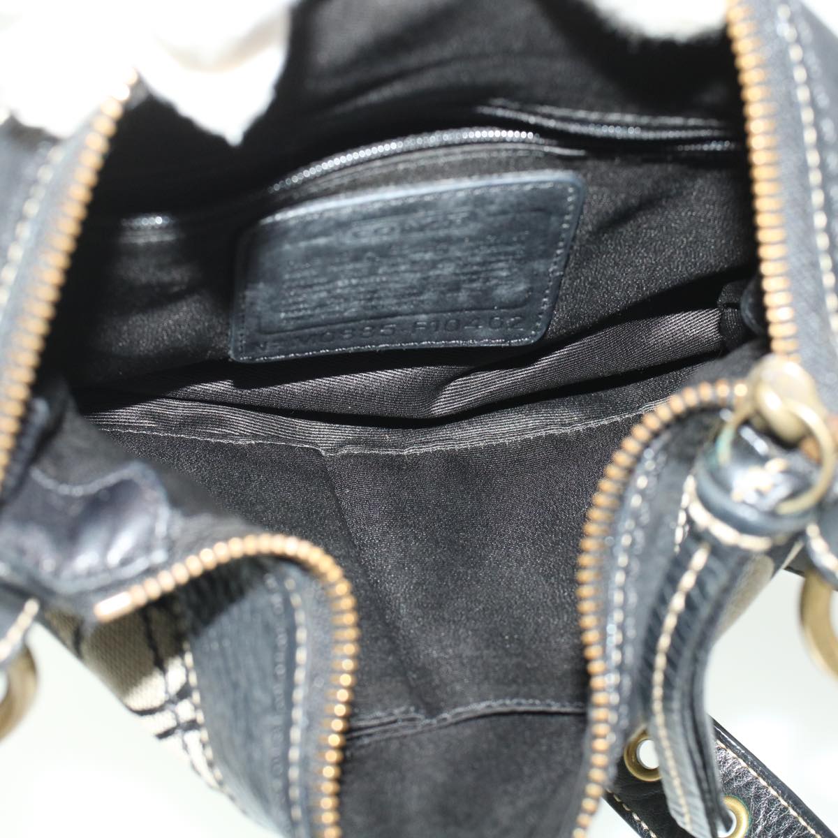 Coach Signature Shoulder Bag Canvas nylon 3Set Green Beige black Auth 44678