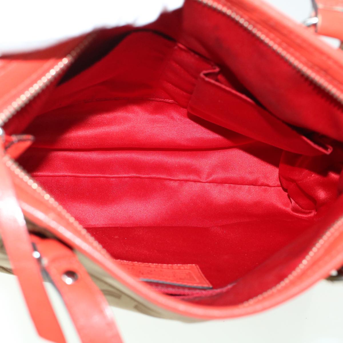Coach Signature Shoulder Bag Canvas Leather 3Set Gray Beige Auth 44687
