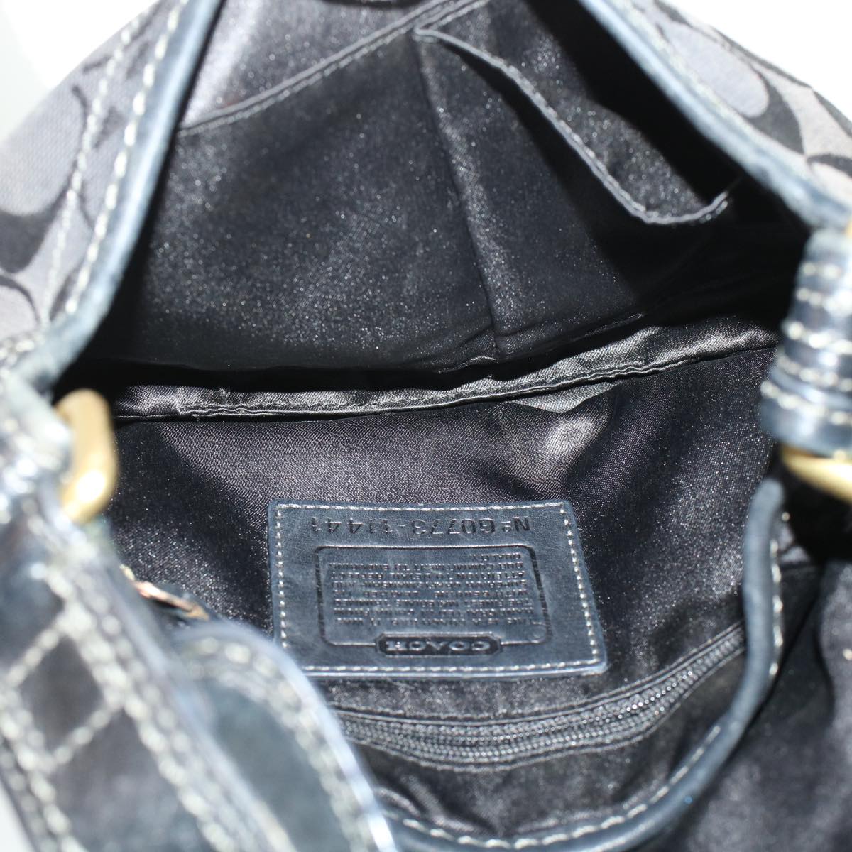 Coach Signature Shoulder Bag Canvas 3Set Beige Brown black Auth 44688